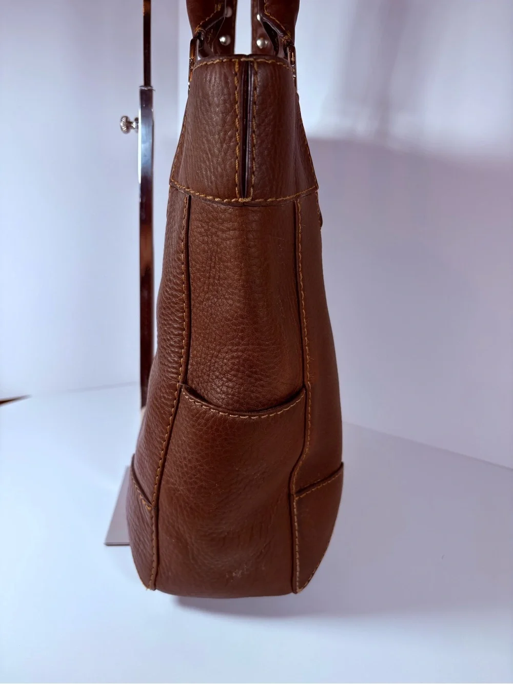 Fossil Brown Pebbled Leather Tote - Picture 3 of 8